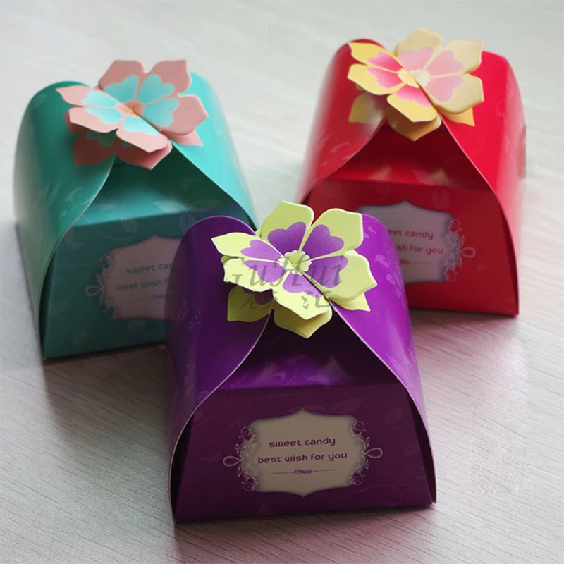 1353 40 De Réductionboîte à Bonbons De Mariage Fleur De Lotus Rétro Chinois Meilleur Souhait Cadeau Rouge Vert Violet Pétale Biscuits Chocolat Sac
