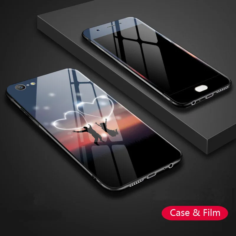 YSW для OPPO A57 A59 A79 A73 A83, чехол из закаленного стекла с рисунком, с подходящей к цвету защитной пленкой для экрана OPPO A59 - Цвет: 03