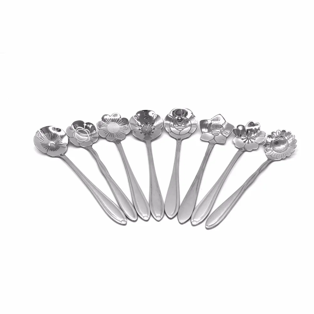 8 Piece a Set Goldbaking Stainless Steel Coffee Scoop Flower Shape