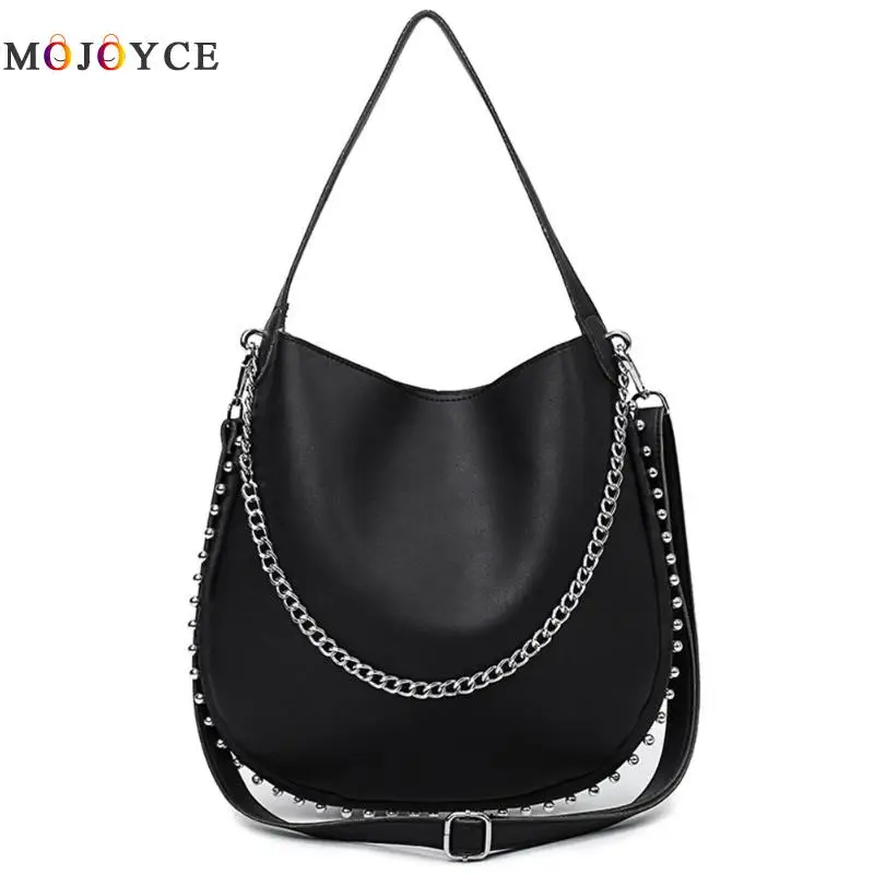

Women Punk Rivets PU Leather Shoulder Bag Large Capacity Handbag Girls Stylish Street Casual Messenger Bag