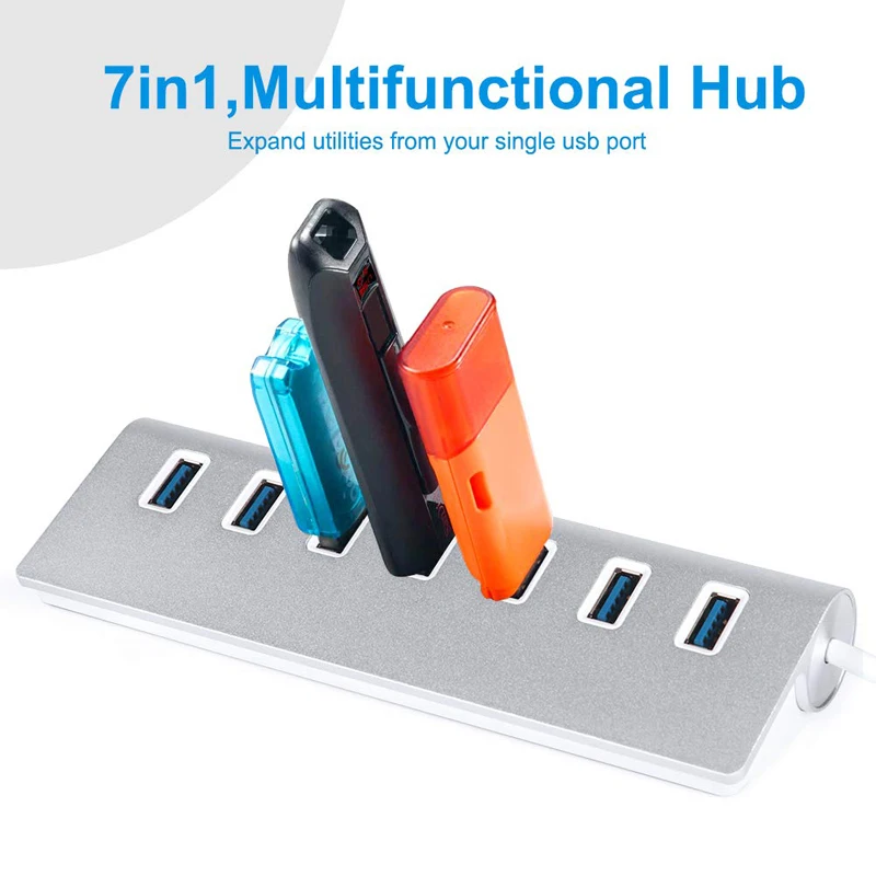 USB HUB 3 0 7 Ports USB Splitter HUB With Power Adapter USB Hab High Speed 2