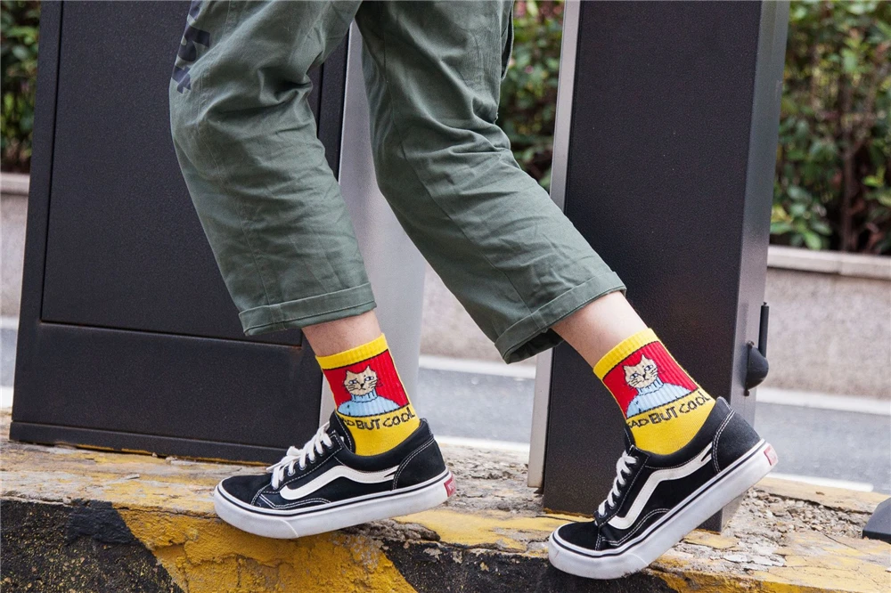 Новая мода харадзюку для женщин и девочек хип-хоп длинные носки с милыми животными носки с динозаврами для женщин забавные японские носки с героями мультфильмов