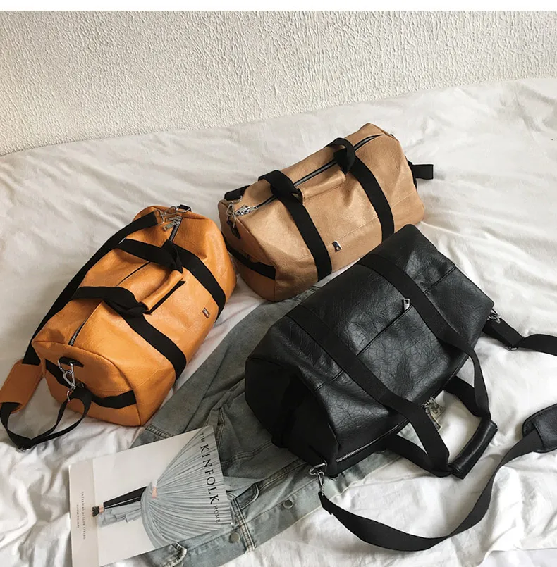 2019 Топ для женщин из мягкой искусственной кожи фитнес сумки для зала для мужчин в полоску Training плеча спортивная сумка дорожная чемодан