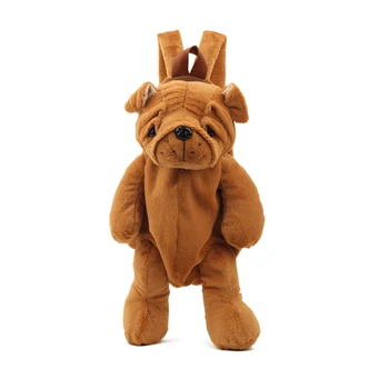 

Candice guo! cute plush toy lovely cartoon brown sharpei shar pei dog doll soft backpack schoolbag bag birthday Christmas gift