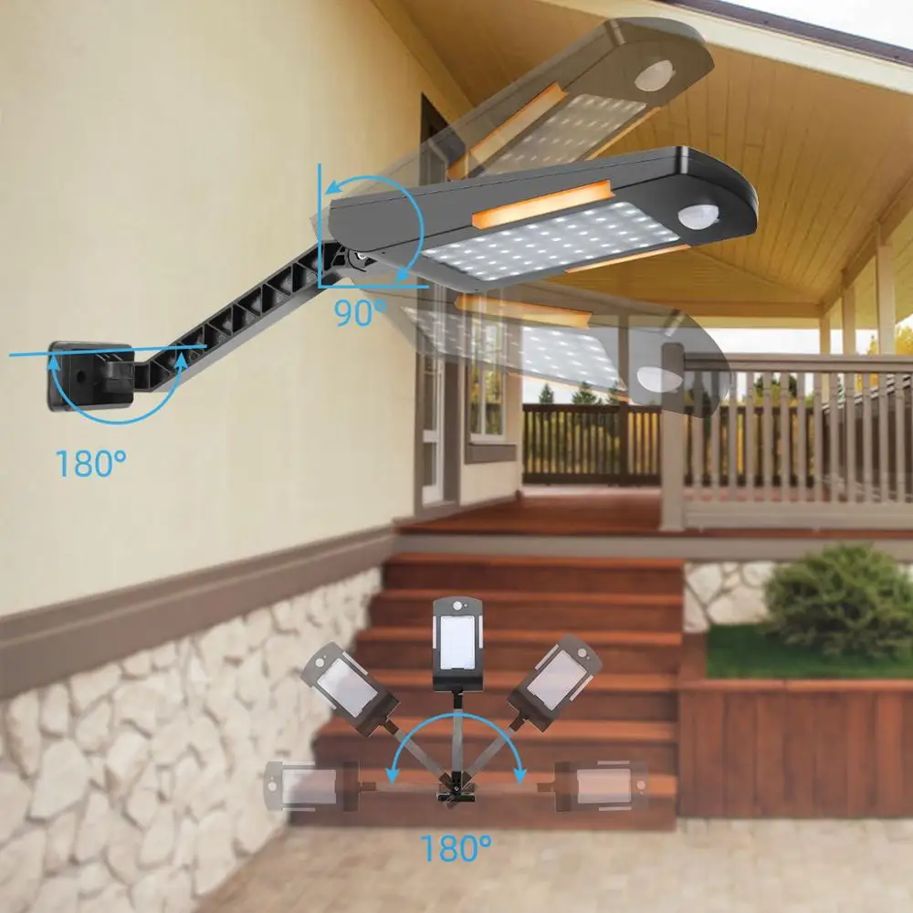 48 Светодиодный светильник на солнечной батарее с тремя режимами, датчик движения, водонепроницаемый наружный садовый светильник s, декоративные лестницы, безопасный солнечный светильник для доступа в сад