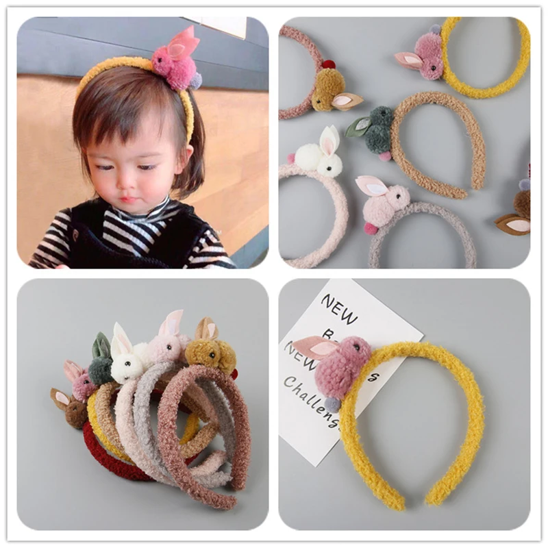 

1pc/lot Children's Hair Accessories Super Cute Rabbit Headband girls baby decorative headband card Elastic Hair Bands