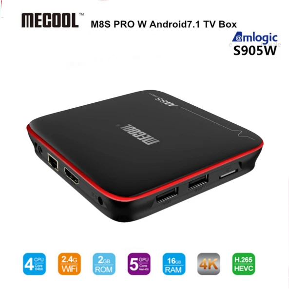 

10pcs/lot MECOOL M8S PRO W TV Box S905W CPU Android 7.1 2G 16G Support 2.4GHz WiFi 4K H.265