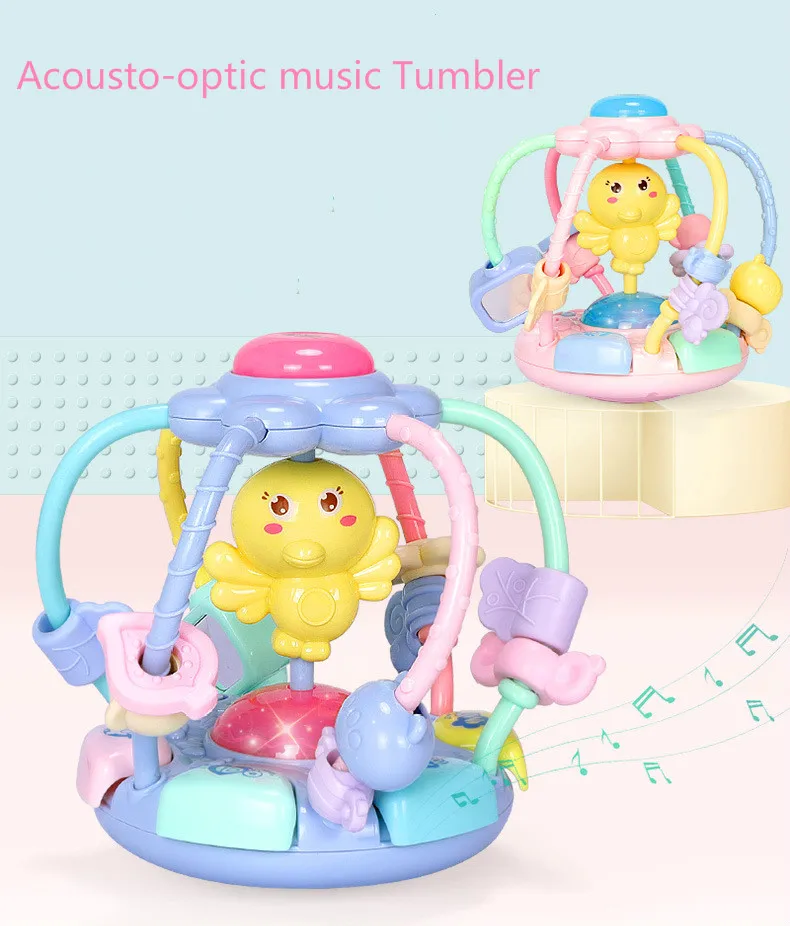 Детские погремушки раннее образование тактильные ощущения игрушка музыка вокруг бусин сжимающие зубы трясущиеся руки хватающие шары