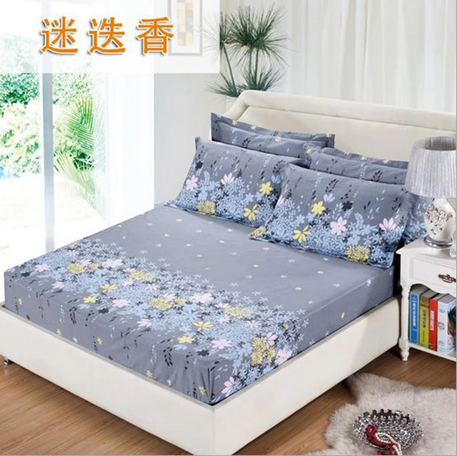 Gray, pink Blue print twin full queen size 7pcs bed Sheet fitted ... Gray, pink Blue print twin full queen size 7pcs bed Sheet fitted ...