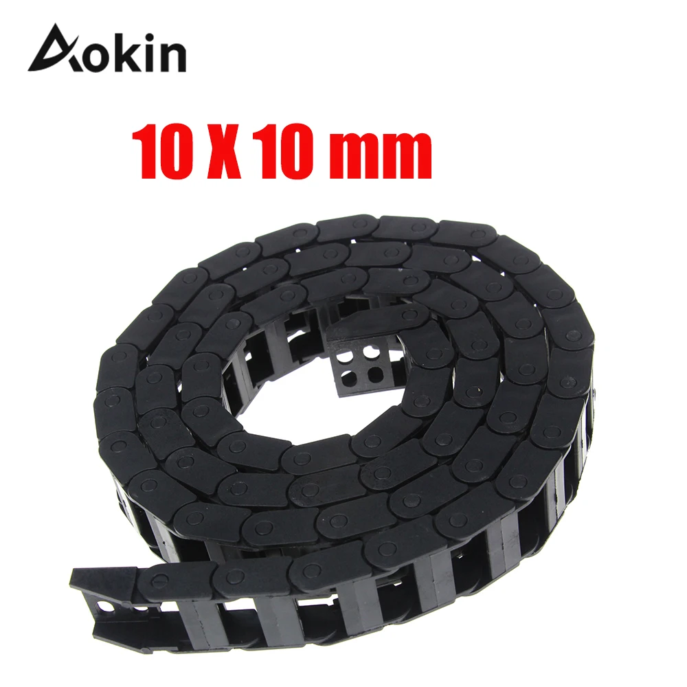 

Plastic Transmission Drag Chain 10 x 10mm L1000mm Cable Drag Chain Wire Carrier with End Connectors for CNC Router Machine Tools