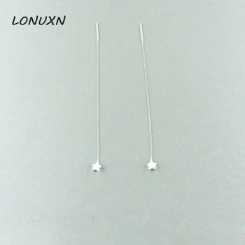 

EAR line sexy high quality Korean 2017 New Hot Sell 100% 925 Sterling Silver Tassel Jewelry Tiny Star long Earrings Girls gift