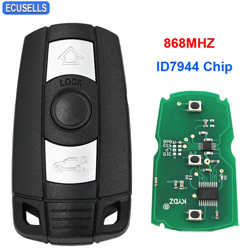 

3 Button Remote Key Smart Car Key Fob 868MHZ with ID7944 Chip Uncut Blade for BMW 1 3 5 6 7 Series X5 X6 Z4 CAS3 CAS3+