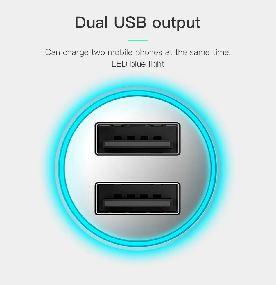 !ACCEZZ USB Car Charger Dual Port Adapter 3.1A 5V With LED Charger Universal For Xiaomi iPhone XS XR Huawei Samsung Mobile Phone (9)