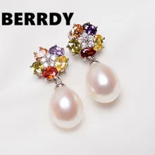 PROMOÇÃO QUENTE de Pérolas de Água Doce Brincos Flor Brincos de Pérolas de Moda Jóias Exclusivas Jóias Projetado para Lady Feminino(China)