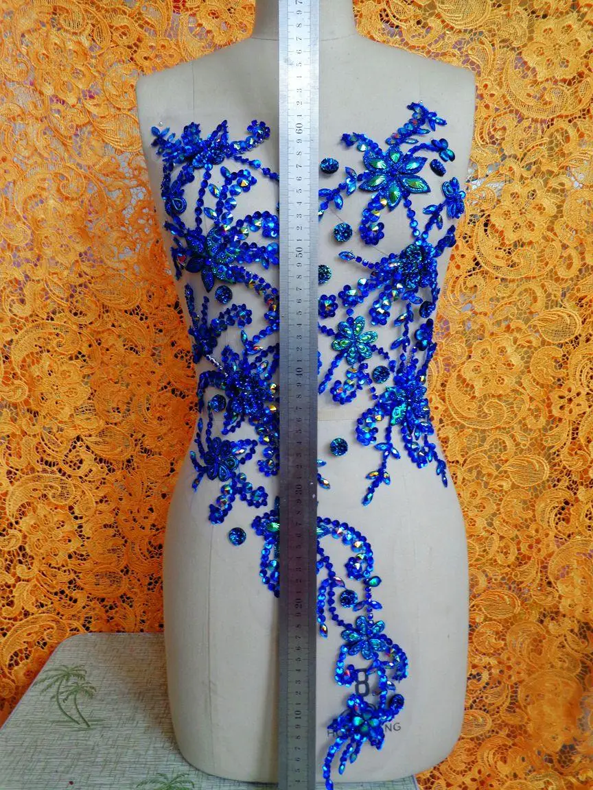 Zbroh чистый ручной работы ослепительно фиолетовый пришить стразы аппликация, кристаллы, нашивки 65*30 см DIY платье аксессуар