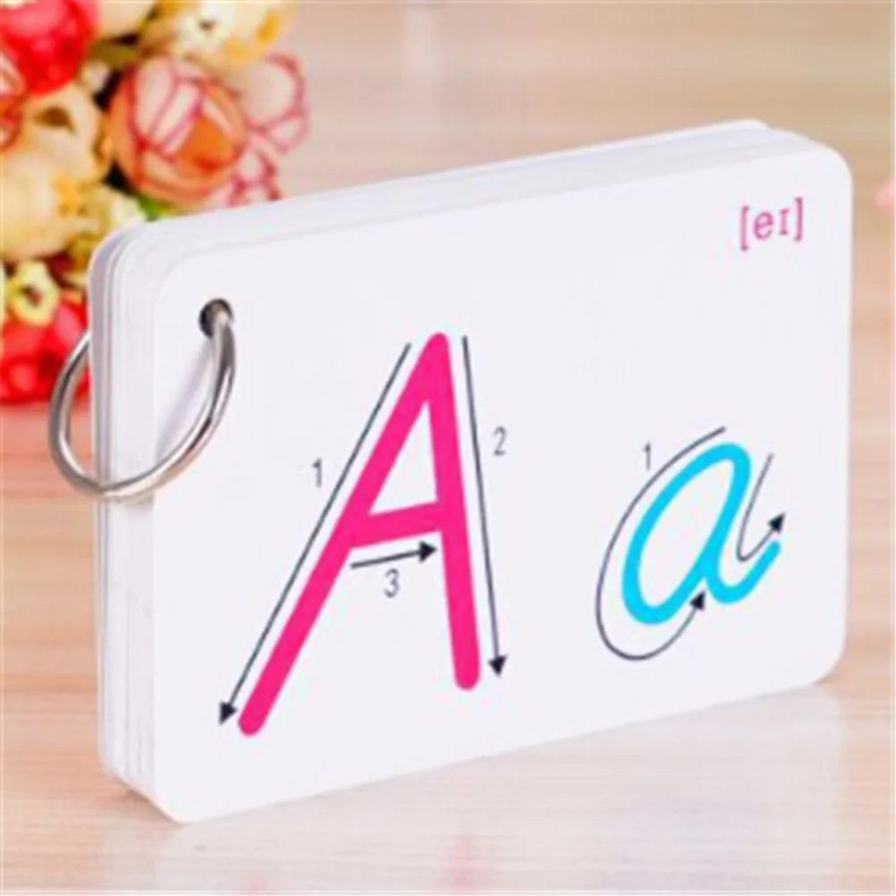 

26 Letter English Flash Card Handwritten Early Development Learning Educational Toy Card Books For Children Kid Gift With Buckle