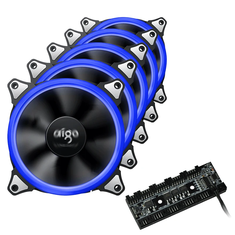 Aigo R5 RGB светодиодный 120 мм регулируемый цветной чехол вентилятор радиатора тихий выпуск высокий воздушный поток регулируемый цветной светодиодный чехол вентилятор для охлаждения
