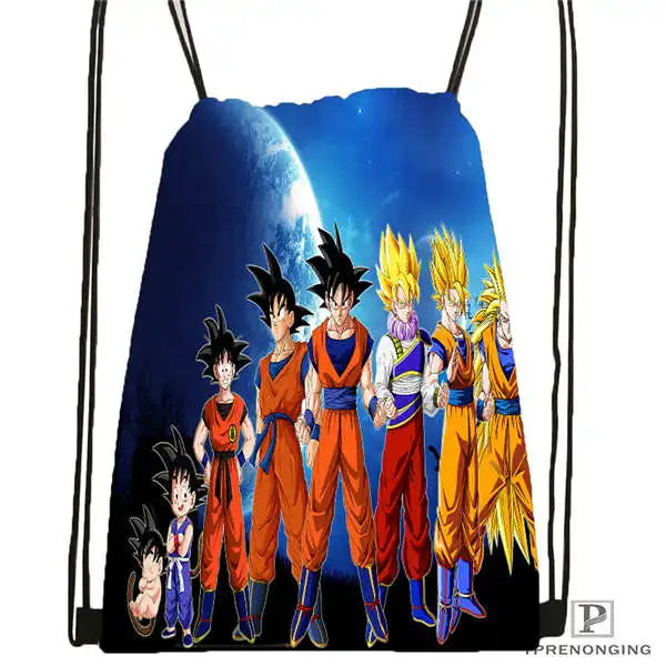 Custom Dragon-Ball-Z-супер-походная сумка на шнурке милый рюкзак для детей(черная спинка) 31x40 см#2018611-2(16