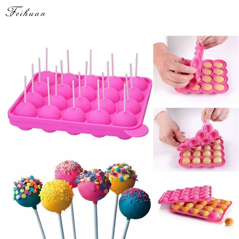 

New Arrival Lollipop Pop 20 Holes Silicone Mould Round Shape Party Cake Cookie Candy DIY Chocolate Maker Baking Tool Accessories