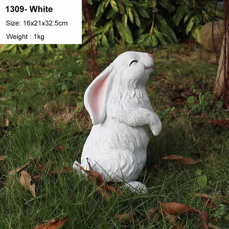 1309-White Милый Искусственный Кролик, украшение для дома, гостиной, украшения для сада, газон, кролик, скульптура, ремесла, миниатюрные фигурки животных, подарок - Цвет: 1309-White