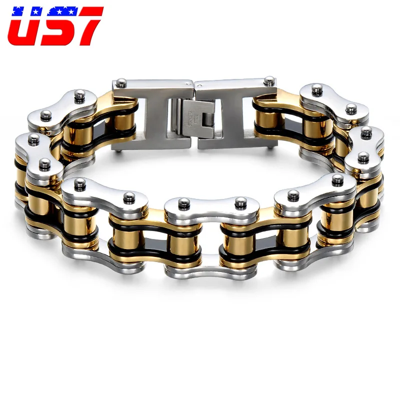 

US7 Double Layer Punk Bike Bicycle Chain Link Bracelets Cool Pulseira Masculin Bracelet For Men Jewelry