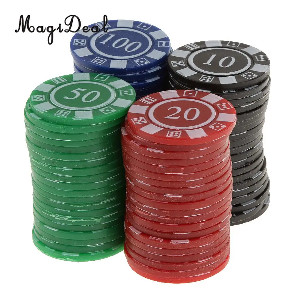 MagiDeal высокое качество 80 шт./лот пластиковые покерные фишки-красный зеленый синий черный 40 мм Диаметр для веселых семейных вечерние Клубные пабы спортивные подарки