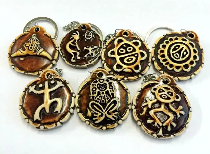7 шт. микс модных Тотем Taino Coqui серии Kokopelli подражать байкерские YQTDMY брелок |