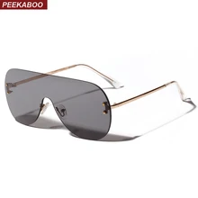 Peekaboo, цельные солнцезащитные очки для женщин, прозрачный цвет,, летняя мода, без оправы, солнцезащитные очки для мужчин, негабаритный металл, uv400, красный, оранжевый