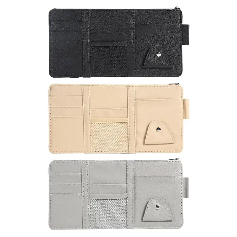 Car Visor Card Storage Sun Visor Organizer Pouch Bag Card Storage Glasses Holder Clip Visor Storage Holder Auto Car Accessories