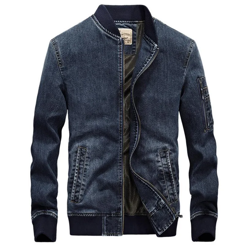 Мужская джинсовая куртка, новая модная Осенняя мужская джинсовая куртка, одноцветная куртка