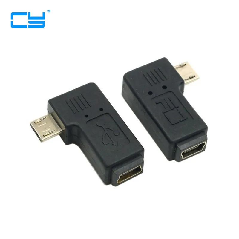 90 градусов левый и правый угловой мини USB 5pin гнездо к Micro штекер Адаптер