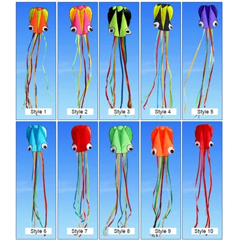 

4M Large Soft Funny Colorful Cartoon Fish Octopus Kite Foldable Inflatable with 30m Flying String for Outdoor Sports