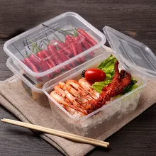 Одноразовая 33 унций 1000 мл прозрачная квадратная коробка для обеда с крышкой упаковки фруктов коробка для хранения свежих продуктов вечерние поставки 50 компл./лот DEC005