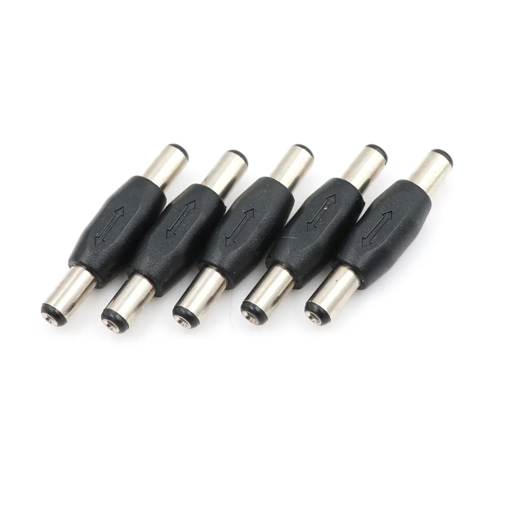 5pcs Male To Male Panel Mounting Plugs Adaptor 5.5*2.1 Mm / 5.5x2.1mm DC Power Plug Connector