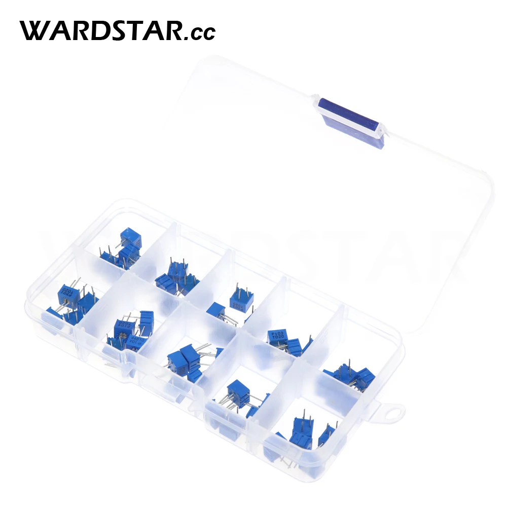 50pcs//Set 3362P Multiturn Trimmer Potentiometer Kit High Precision 3362 Variable Resistor 1K 10K 100K 1M 2K 20K 200K 500R 5K 50K
