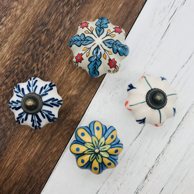 

1PC Funiture Kitchen Decor Modern Ceramic Pumpkin Drawer Cabinet Cupboard Jewelry Wardrobe Door Handle Knobs Home Improvements
