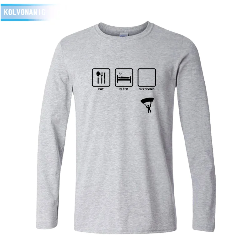 KOLVONANIG брендовая одежда Eat Sleep прыжки с парашютом забавная Мужская футболка хлопковая футболка с длинным рукавом футболки - Цвет: Gray 04