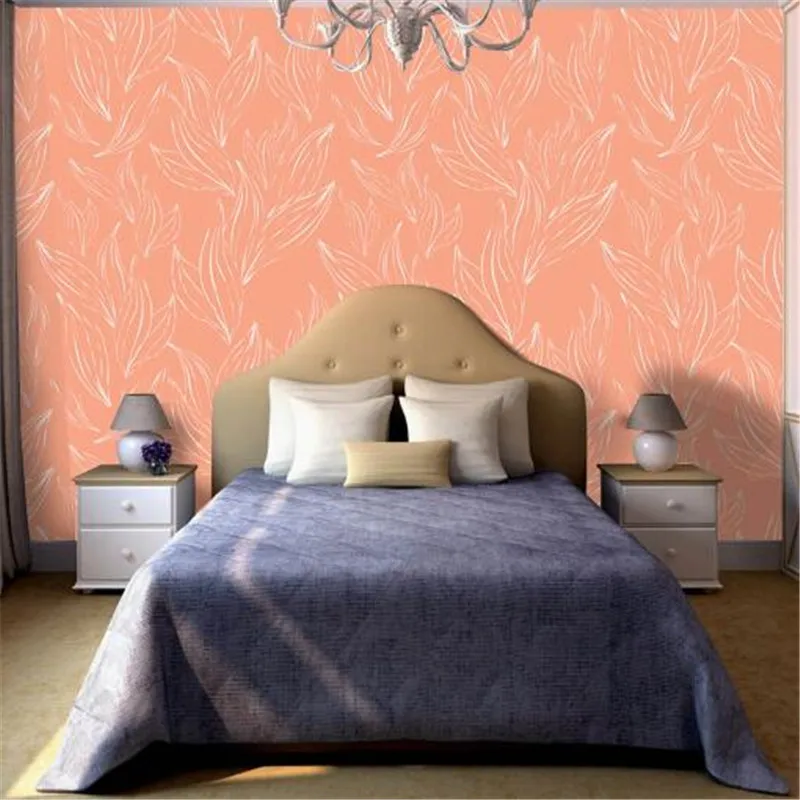Us 22 53 30 Off Pink Wallpaper Roll Hand Drawn Line Wall Papers Home Decor Drawing Plant Pattern Wall Paper For Girl Living Room Wallpapers In