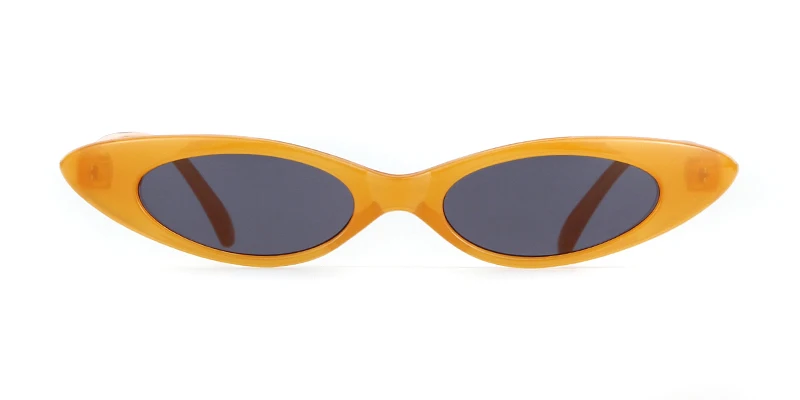 WHO CUTIE узкие солнцезащитные очки "кошачий глаз", Женские винтажные маленькие красные и розовые Ретро крошечные Овальные Солнцезащитные очки, 592B - Цвет линз: C3 yellow gray