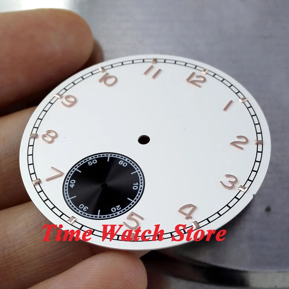 

38.9mm white sterial dial fit 6498 movement Watch dial golden marks D28