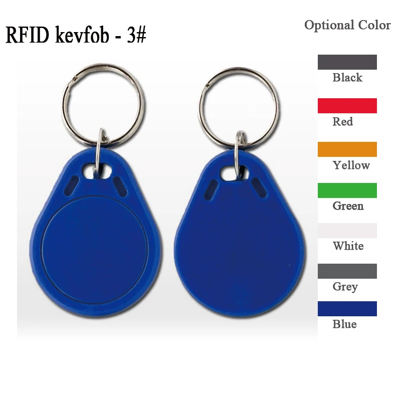 

rfid keyfob customized logo printed 13.56mhz f08 fm1108 blue red yellow green black white grey mifare 1k s50 id/ic tag keychain