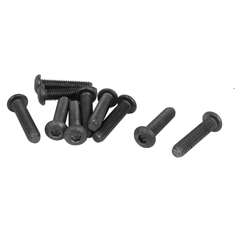 

10pcs Black M8 x 35mm not 1.25mm Carbon Steel Screws Hexagon Hollow Head Screw Hex Socket Round Head Cap Furniture Fastener Bolt