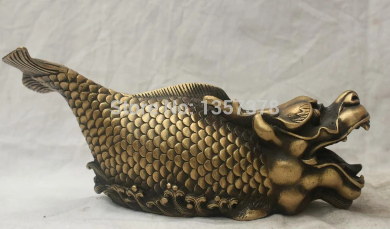 

shitou 00150 Chinese Folk Culture Handmade Brass Bronze Statue Lucky Dragon Fish Sculpture discount 30% (C0324)
