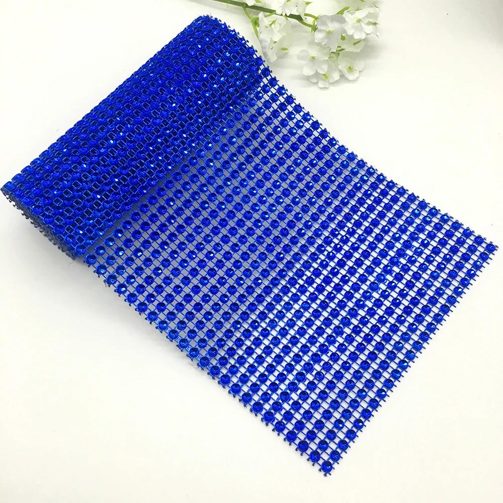 

Promotion 12CM*90CM Diamond Mesh Wrap Ribbon Rhinestone Mesh Roll Royal Blue Tape Tulle Crystal Useful