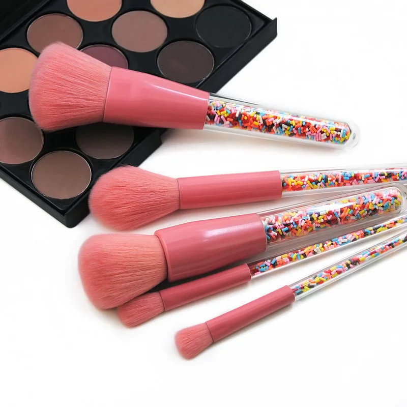 

New 5pcs Lollipop Candy Unicorn Crystal Makeup Brushes Set Colorful Lovely Foundation Blending Brush Makeup Tool maquillaje
