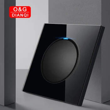 

Push on off Wall Switch Black Toughen Glass Panel 1Gang 1Way Wall Switch Press on off Switch Glass Feel Screen Switch
