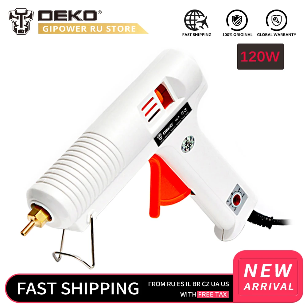 

DEKO JQ201 Professional High Temp Hot Melt Glue Gun 120W Heat Temperature Tool Industrial Gun Thermo Gluegun Repair Heat Tool