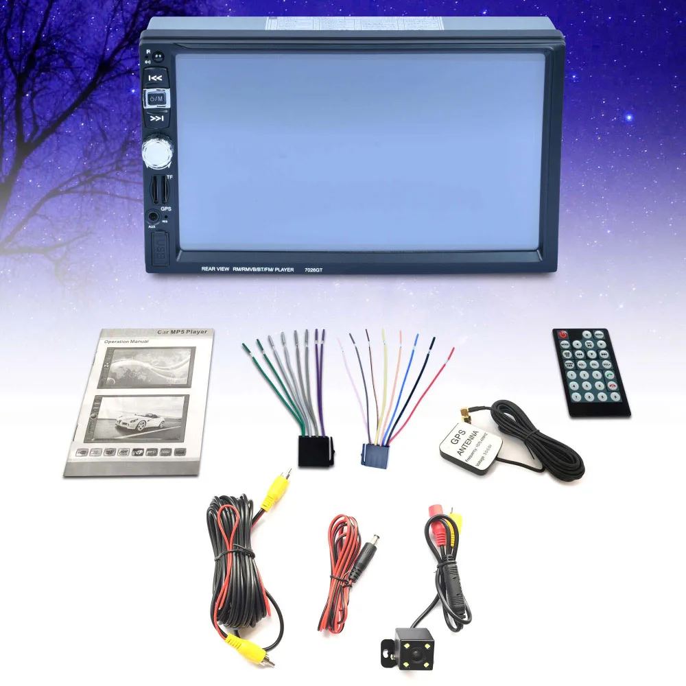 7 Touch Screen font b Car b font MP5 Player 2 DIN Bluetooth 1080P FM USB