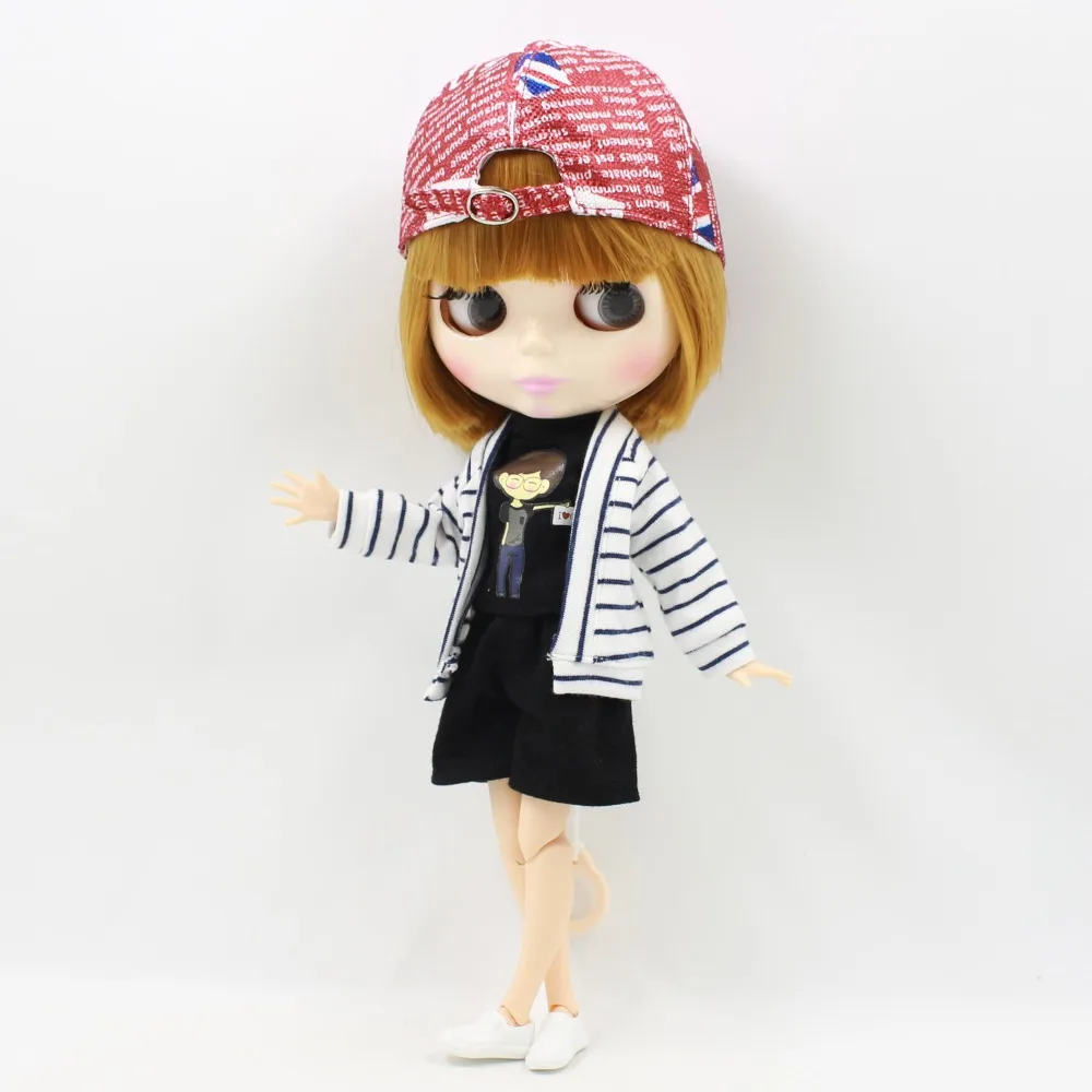 Blyth doll icy licca joint body outfit Одежда красная шляпа черные шорты классная девочка игрушка подарок