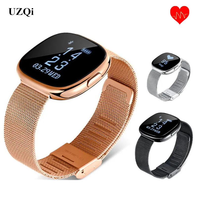 UZQi Smartwatch Heart Rate Fitness Activity Tracker Metal Bracelets Man Woman Android IOS Bluetooth Waterproof Smart Watch Phone